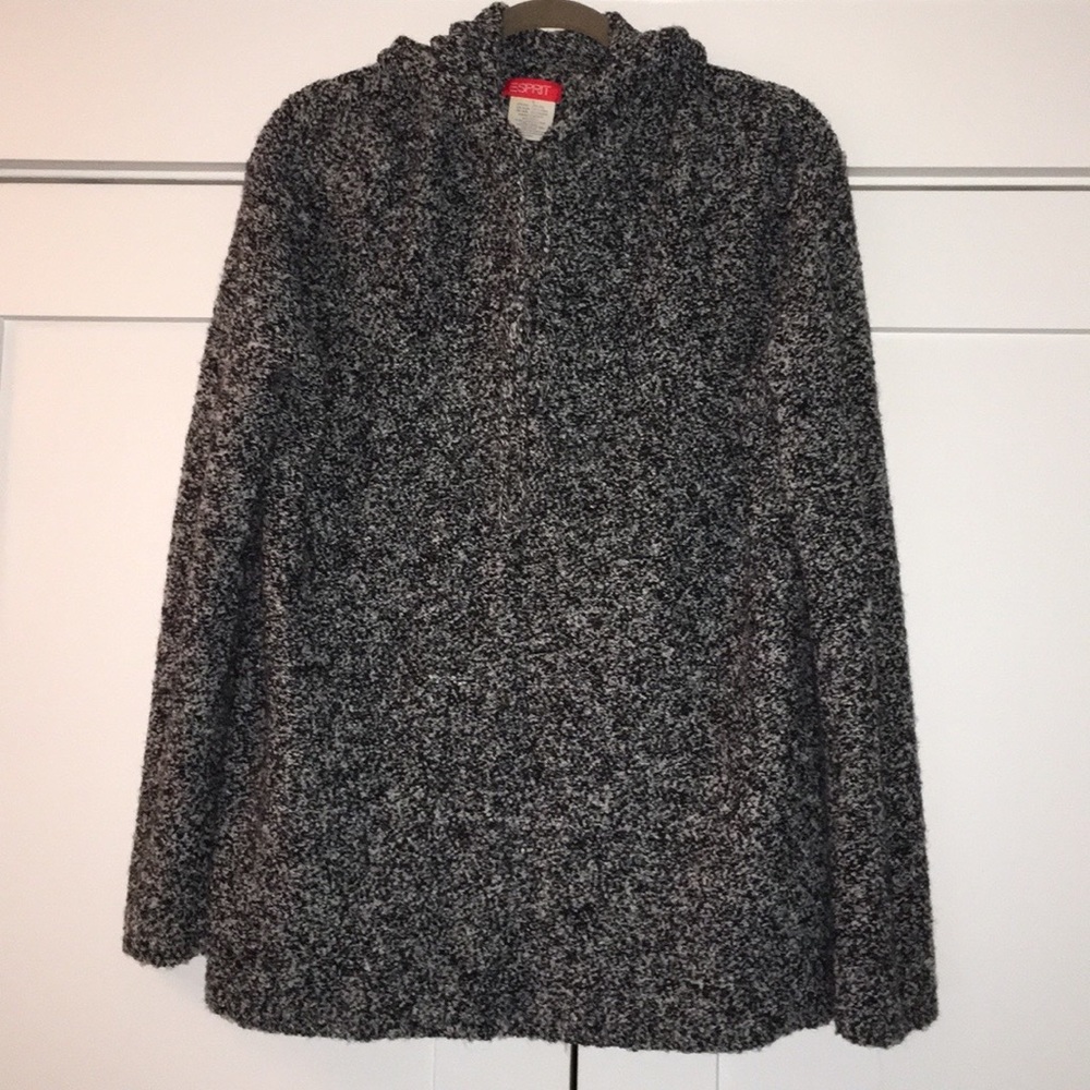 Esprit oversized vintage hooded, front tie sweater